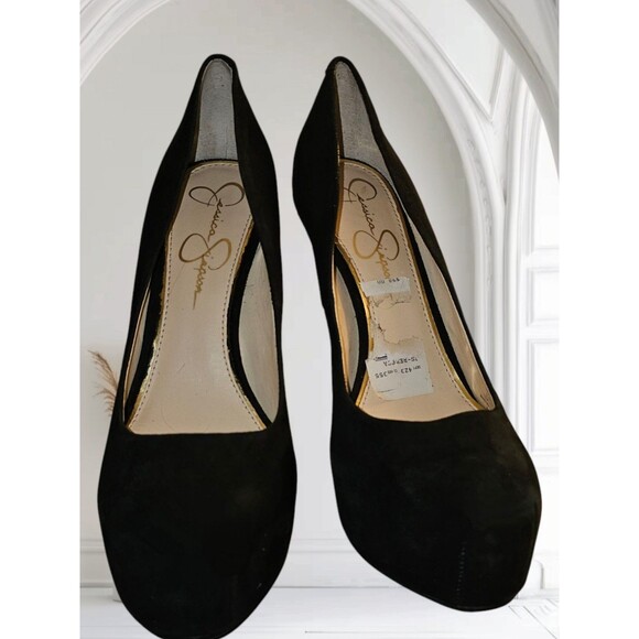 Jessica Simpson Rebeca 5.5" High Heels Sz 8 Women's Platform Pump Black Suede - Picture 9 of 16